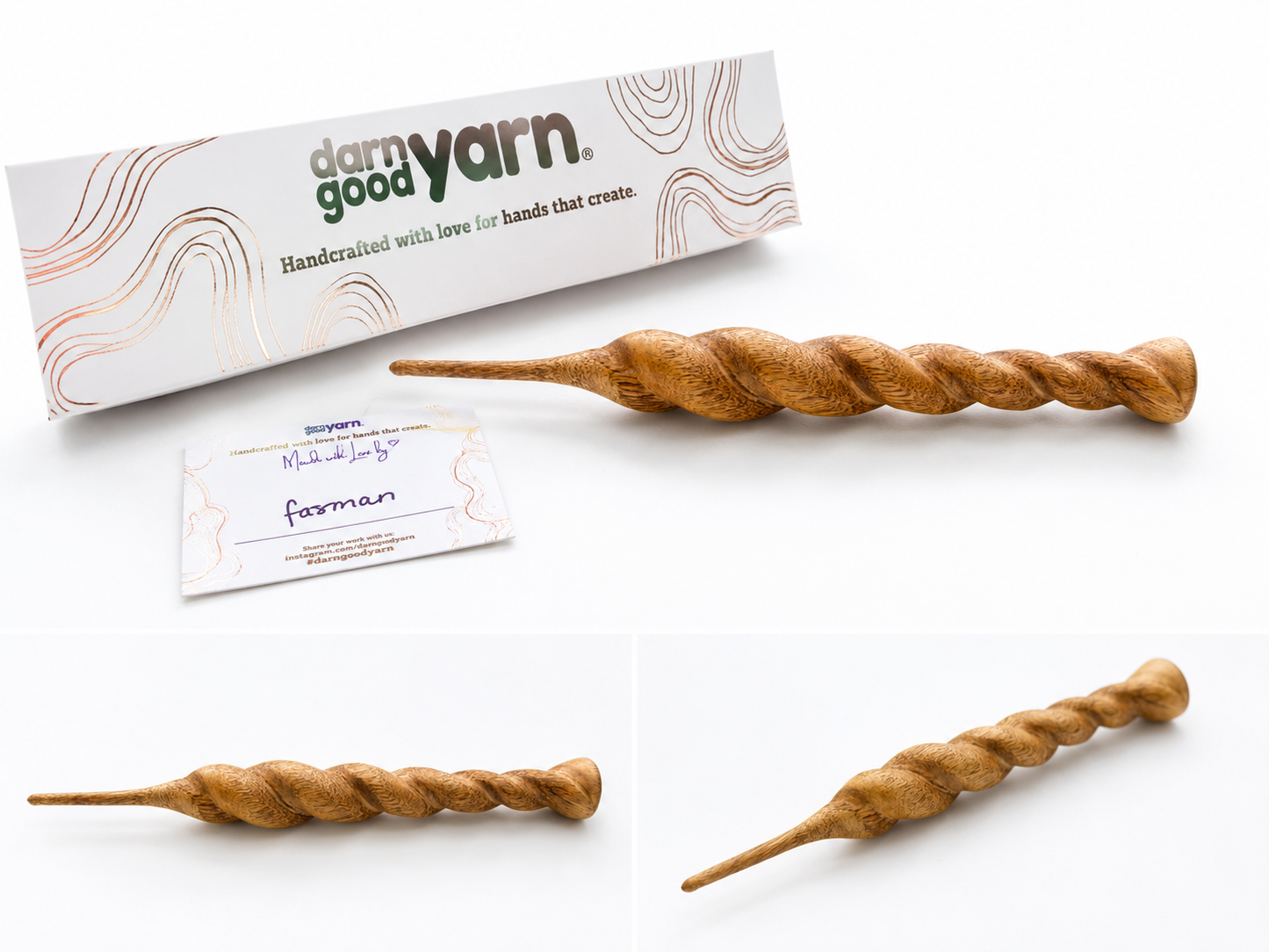 White Wood Hollow Handmade Wooden Crochet Hook - Mystery Size