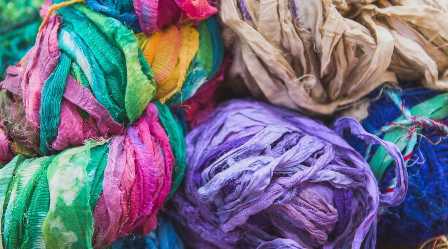 Sari Silk Ribbon sitting in a basket