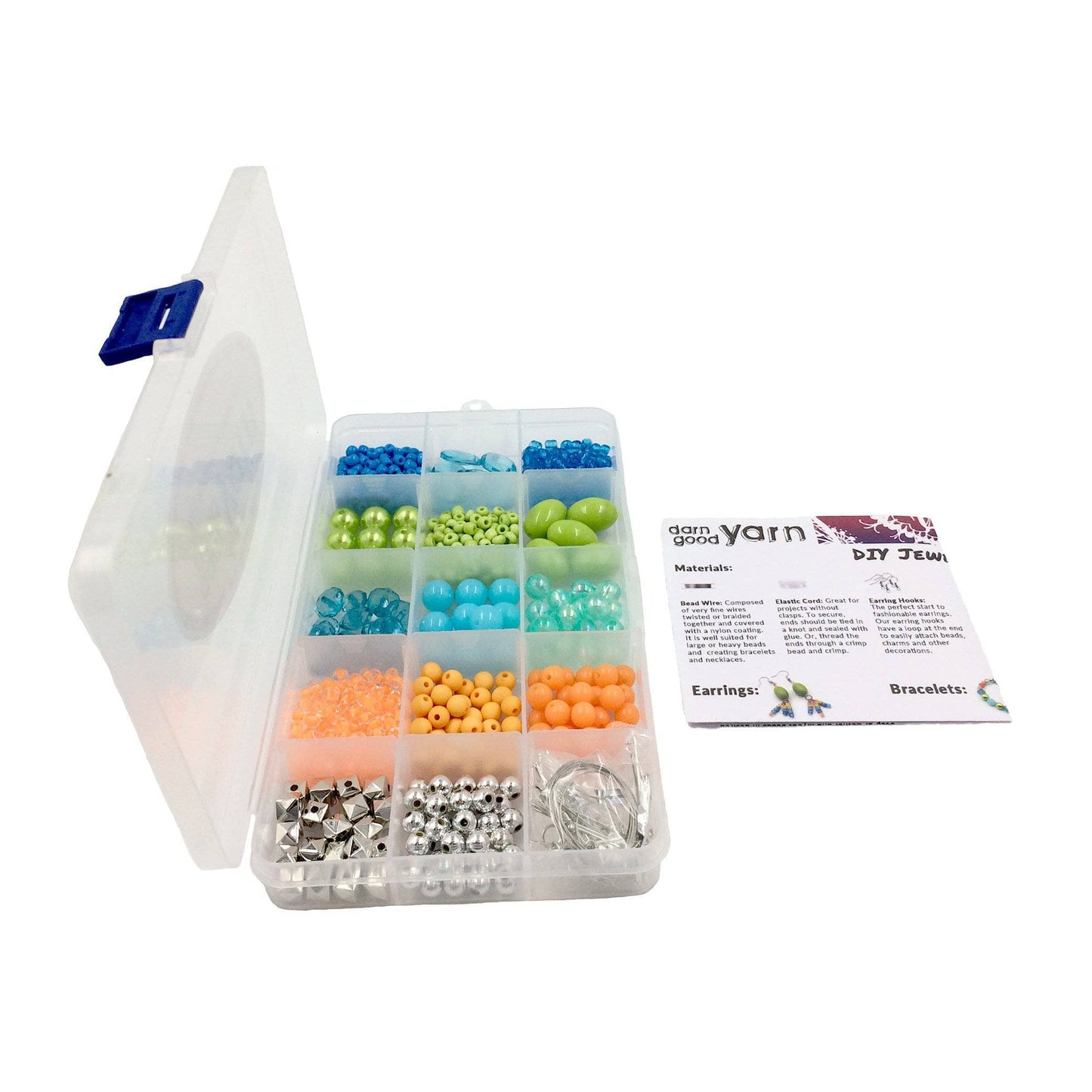 Jewelry Making Kit box with a jelwery making manual next to it in a white background