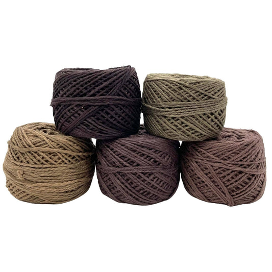 2 ply recycled silk yarn stormy night. Hues of brown dk weight yarn