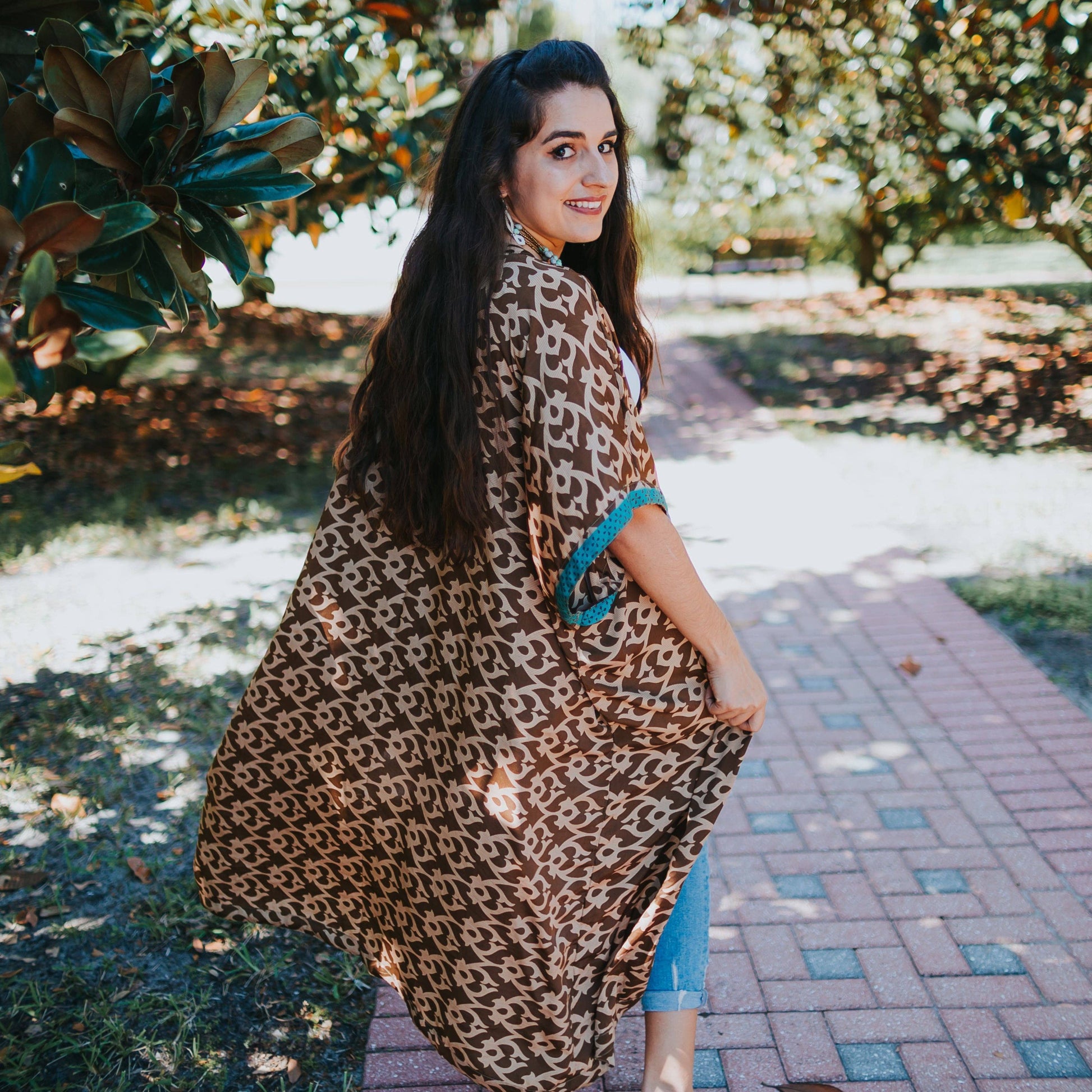 woman in kimono on walkway