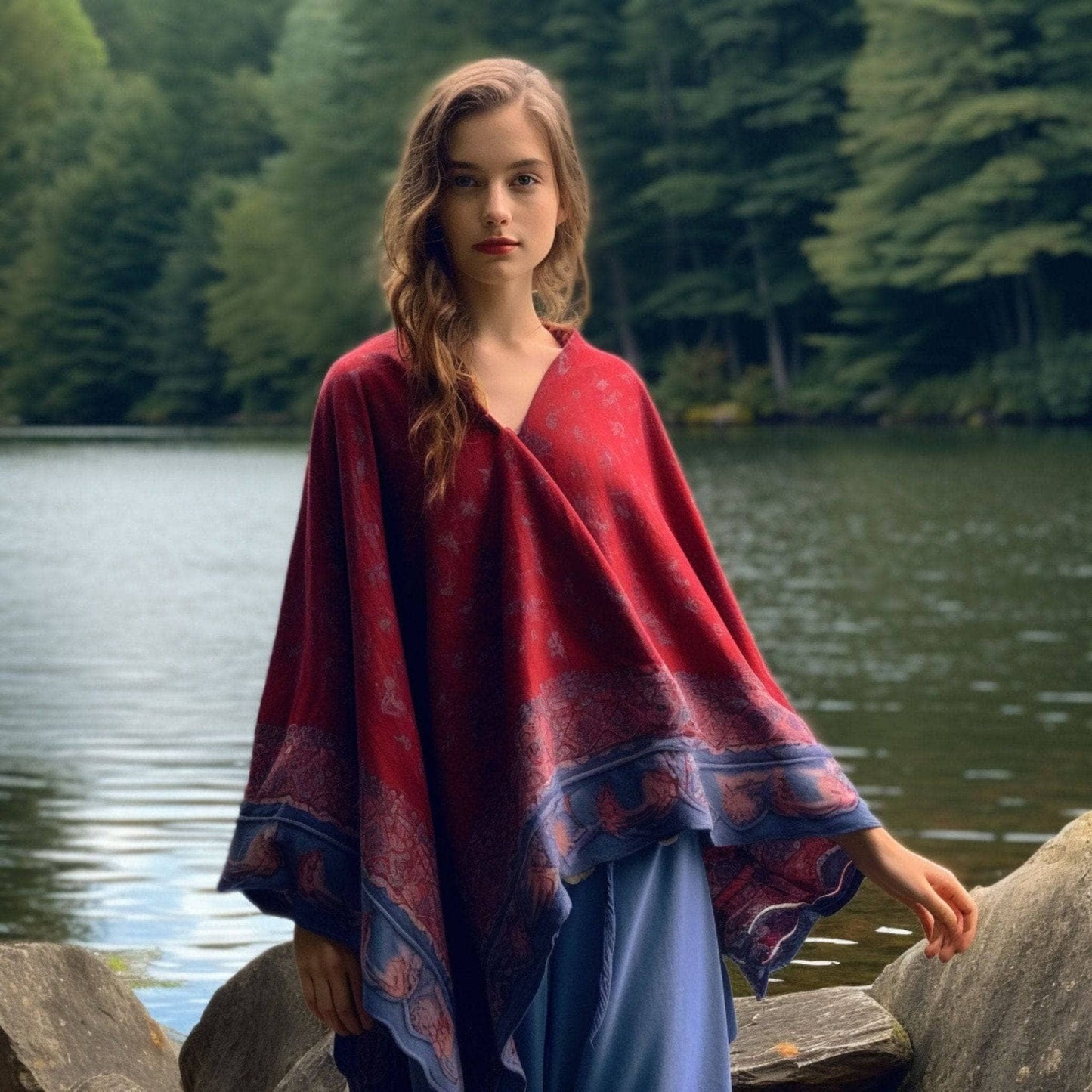 Recycled Sari Hooded Poncho