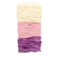 Yarn & Ribbon 3 Color Sample Card in Flower Patch (white, pink, purple) on a white background
