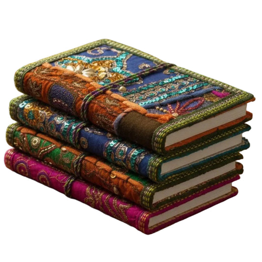 Darn Good Yarn: Handcrafted Sari Fabric Bound Notebook Journal, Home Decor