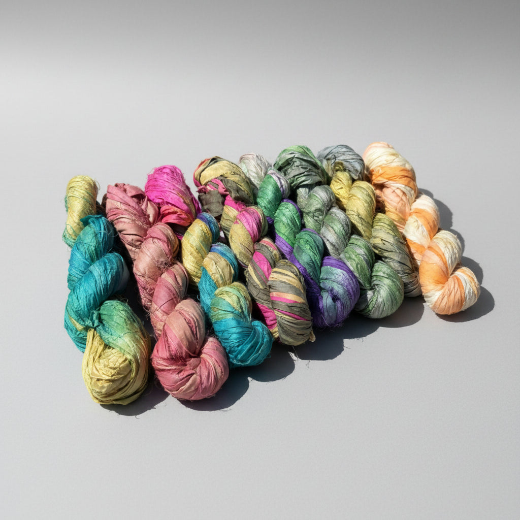 Darn Good Yarn: Spring Awakening Colorway Set – Artisan Sari Silk Ribbon Yarn, Yarn