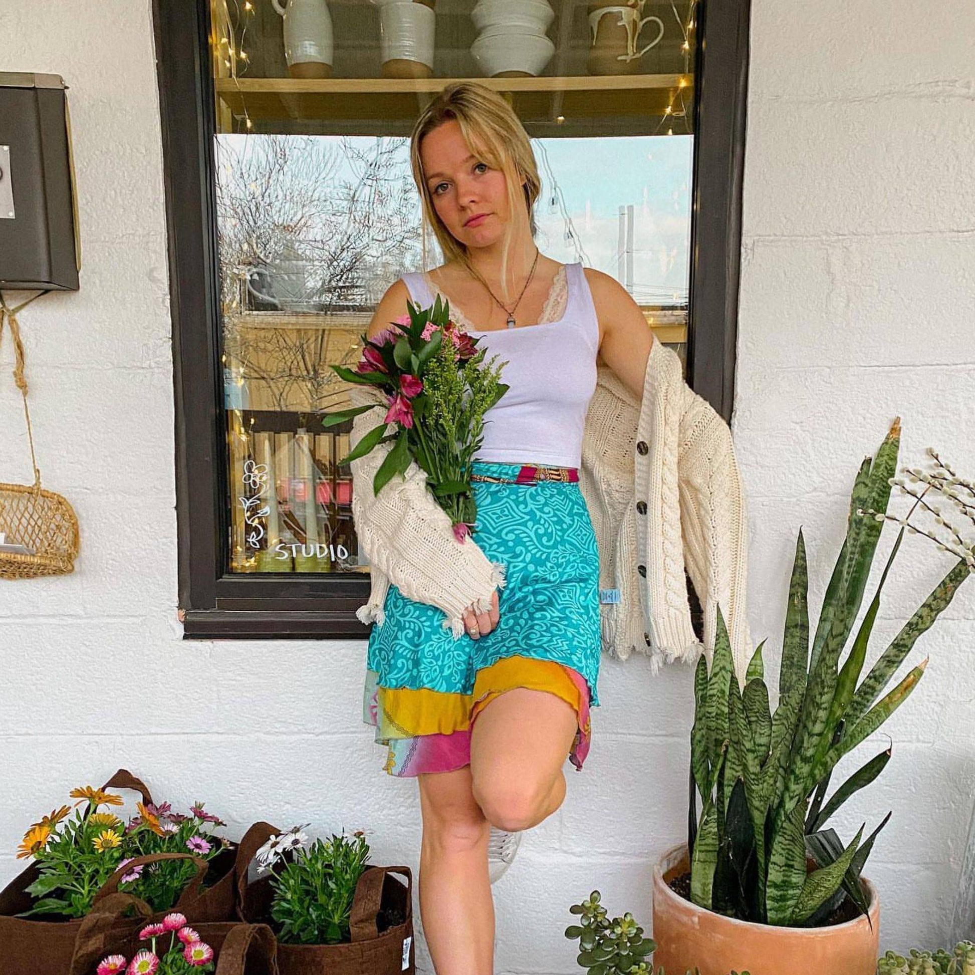 Knee-Length: "Mini" Sari Wrap Skirts - Darn Good Yarn