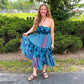 Woman wears blue tone sedona dress