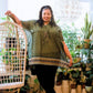 Woman wearing short kaftan