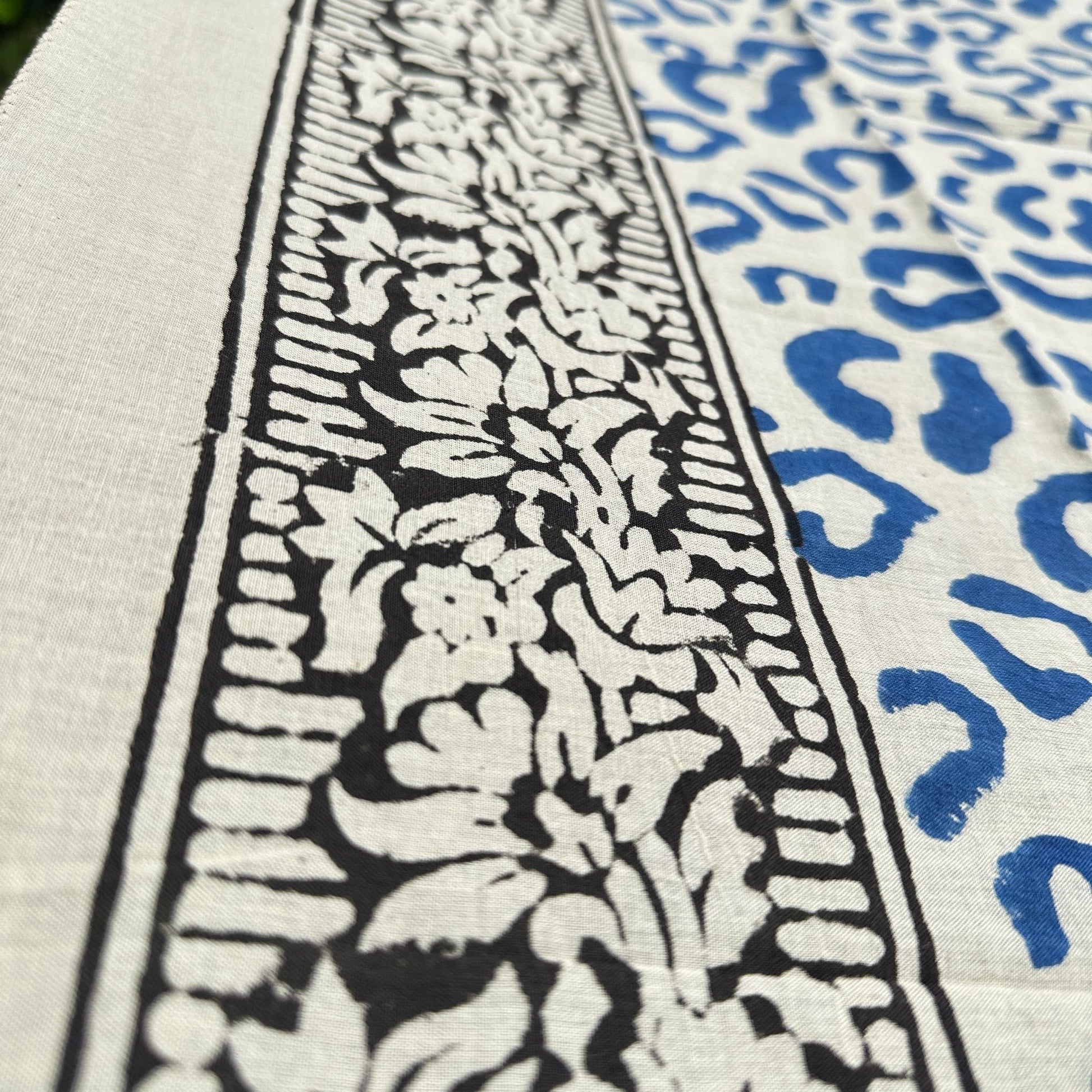 Darn Good Yarn: Wild Indigo Bloom – Hand Block Print Cotton Scarf, Oversized Boho Wrap & Lightweight Sarong, Clothing and Accessories