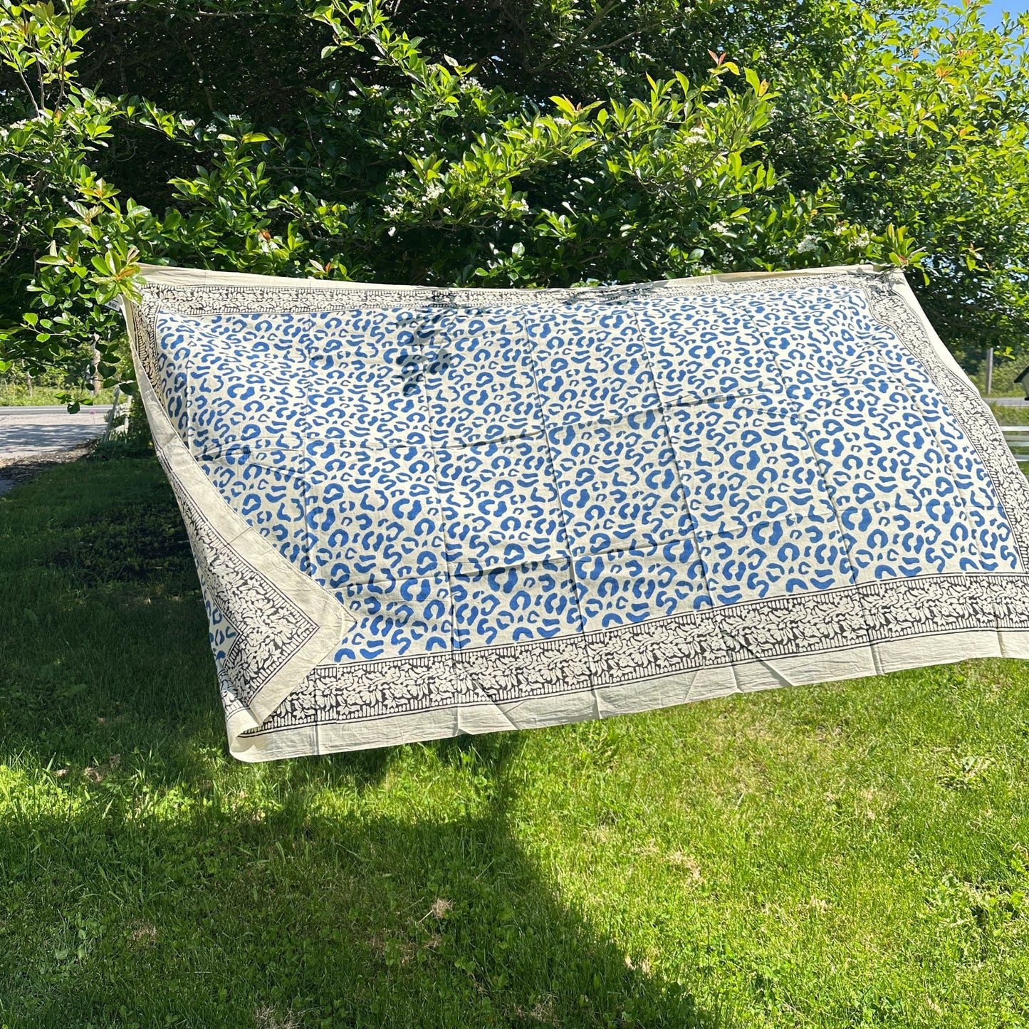 Darn Good Yarn: Wild Indigo Bloom – Hand Block Print Cotton Scarf, Oversized Boho Wrap & Lightweight Sarong, Clothing and Accessories