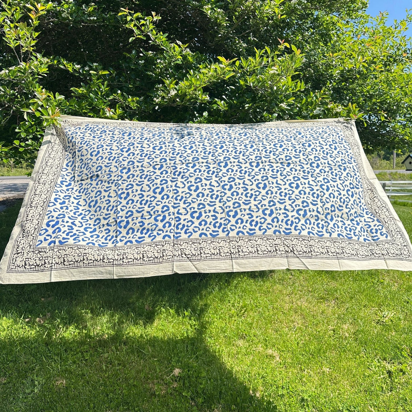Darn Good Yarn: Wild Indigo Bloom – Hand Block Print Cotton Scarf, Oversized Boho Wrap & Lightweight Sarong, Clothing and Accessories