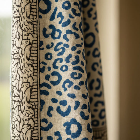 Darn Good Yarn: Wild Indigo Bloom – Hand Block Print Cotton Scarf, Oversized Boho Wrap & Lightweight Sarong, Clothing and Accessories
