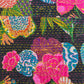 Closeup of night lily kantha quilt pattern. 