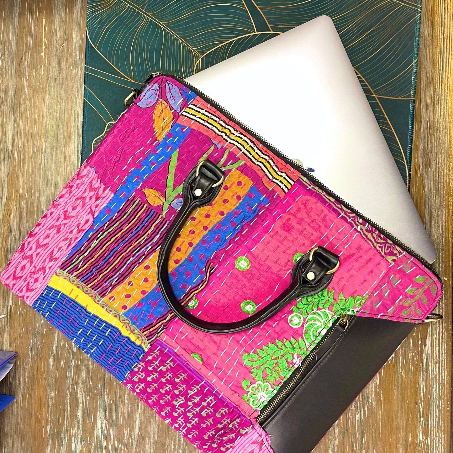 Kantha Patchwork Laptop Bag - Darn Good Yarn