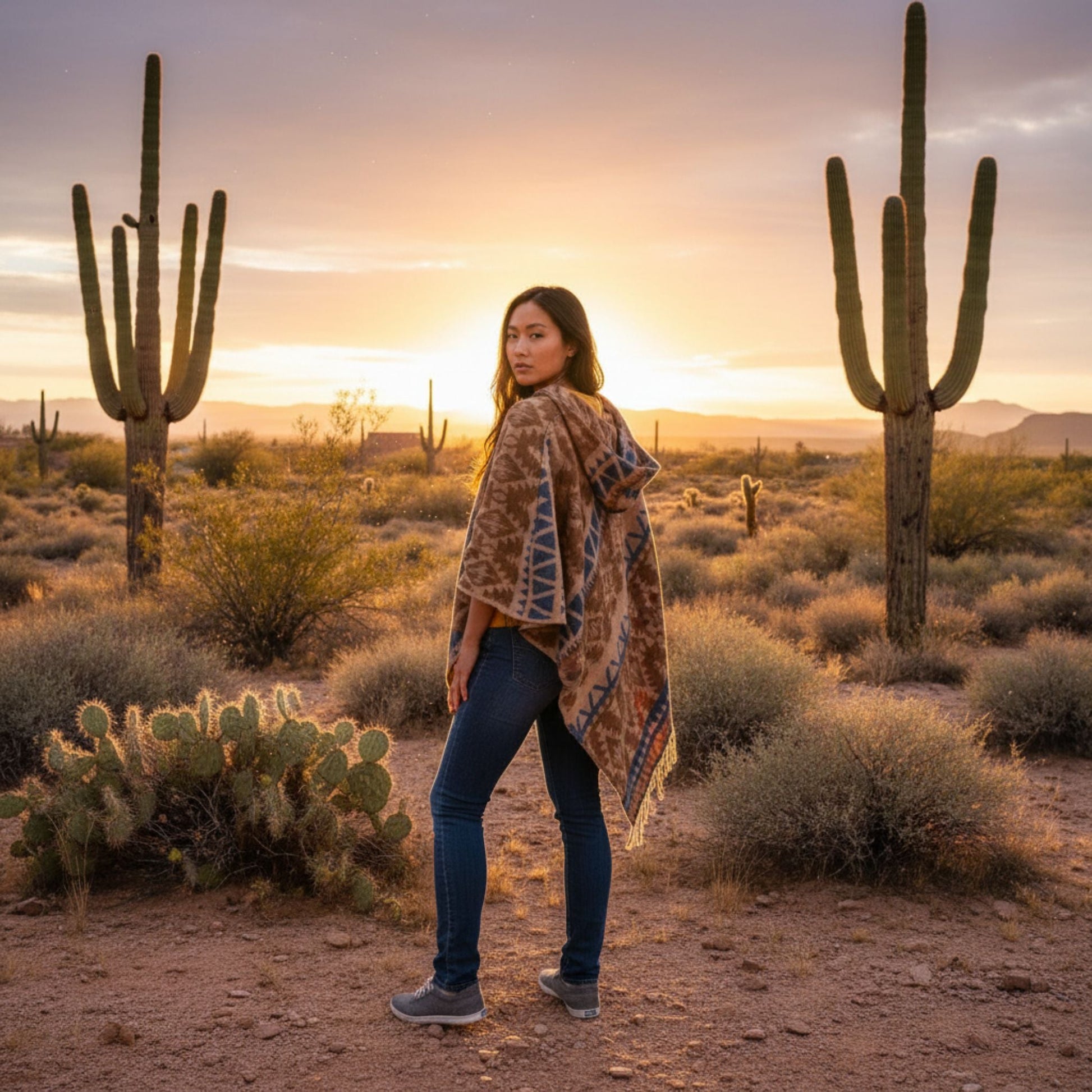 Darn Good Yarn: Nanda Hooded Poncho, Clothing and Accessories