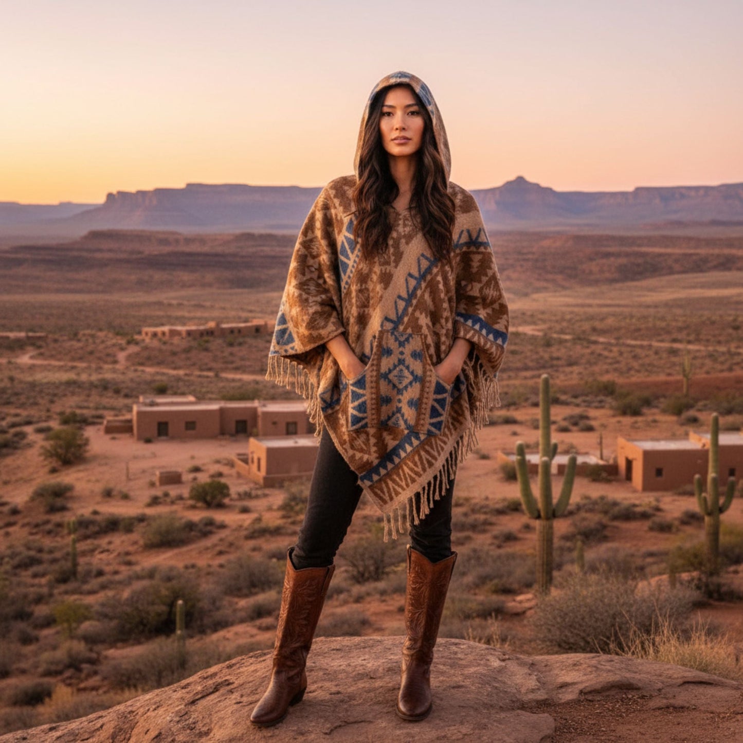 Darn Good Yarn: Nanda Hooded Poncho, Clothing and Accessories