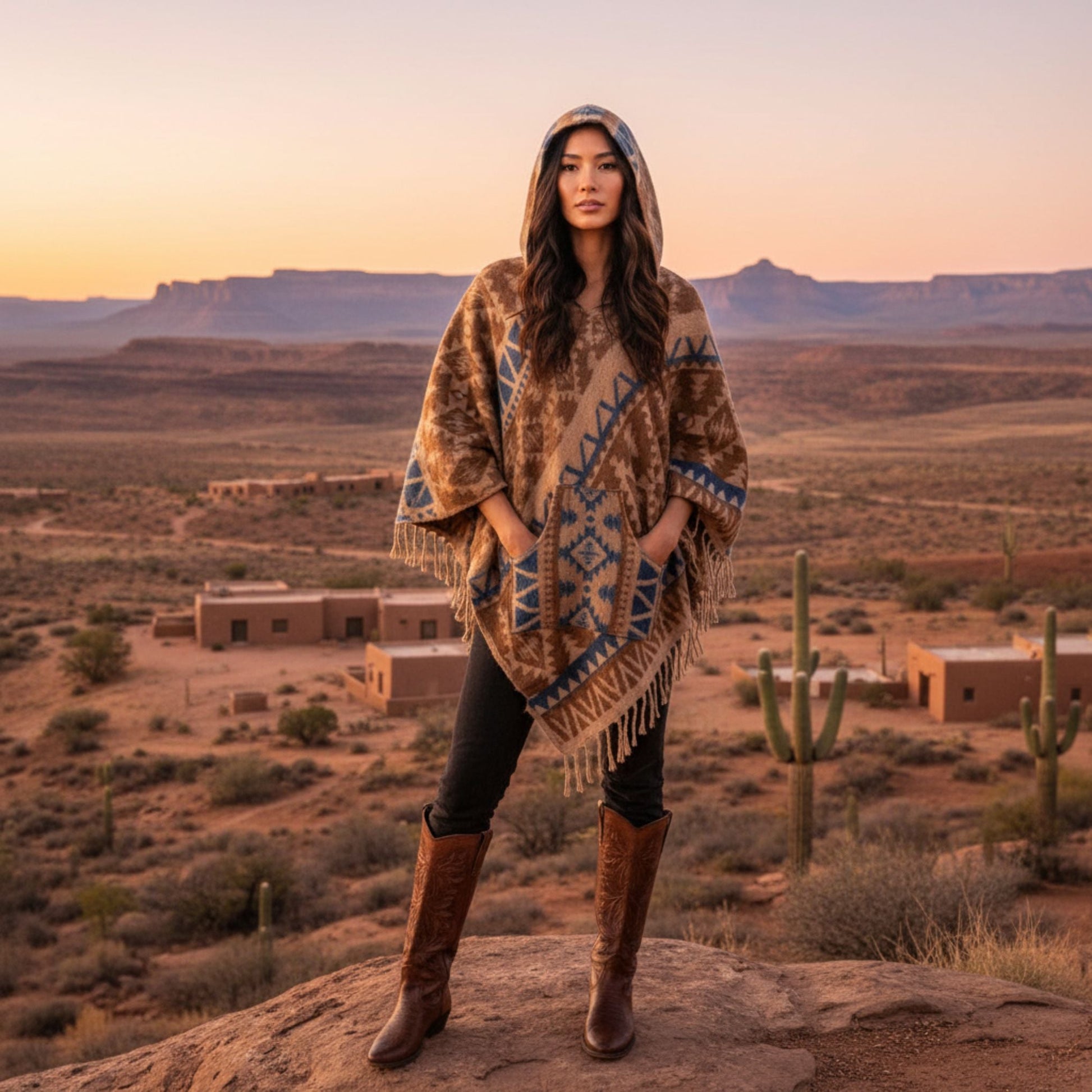 Darn Good Yarn: Nanda Hooded Poncho, Clothing and Accessories
