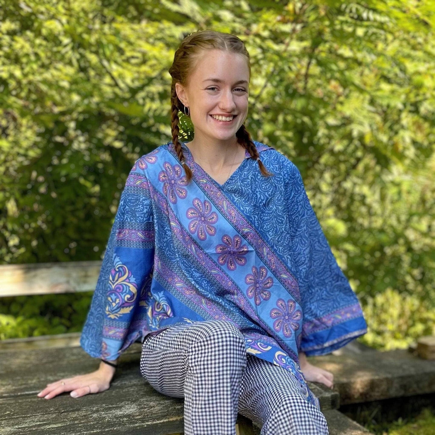 Seconds and Surplus Recycled Sari Hooded Poncho - Darn Good Yarn