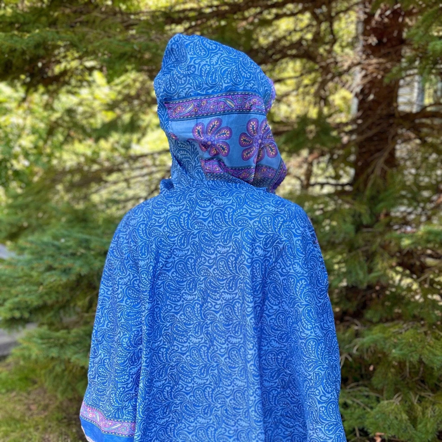 Seconds and Surplus Recycled Sari Hooded Poncho - Darn Good Yarn