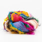 A rollled sari silk multi-colored ribbon.