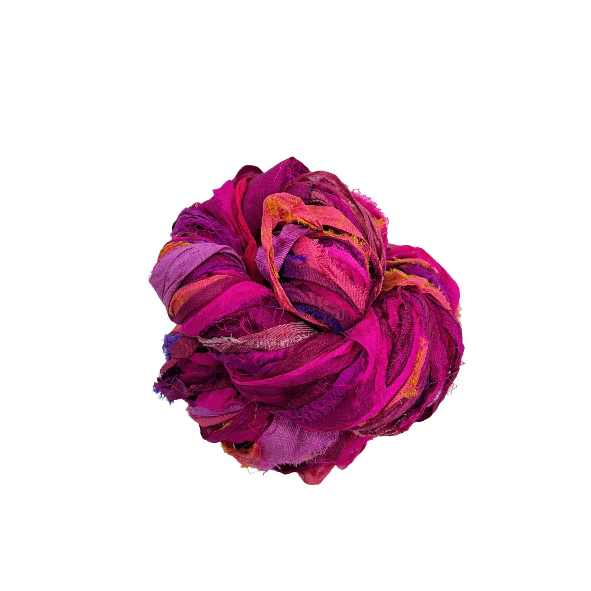 10 yards Sari SILK Ribbon Yarn Aqua Purple