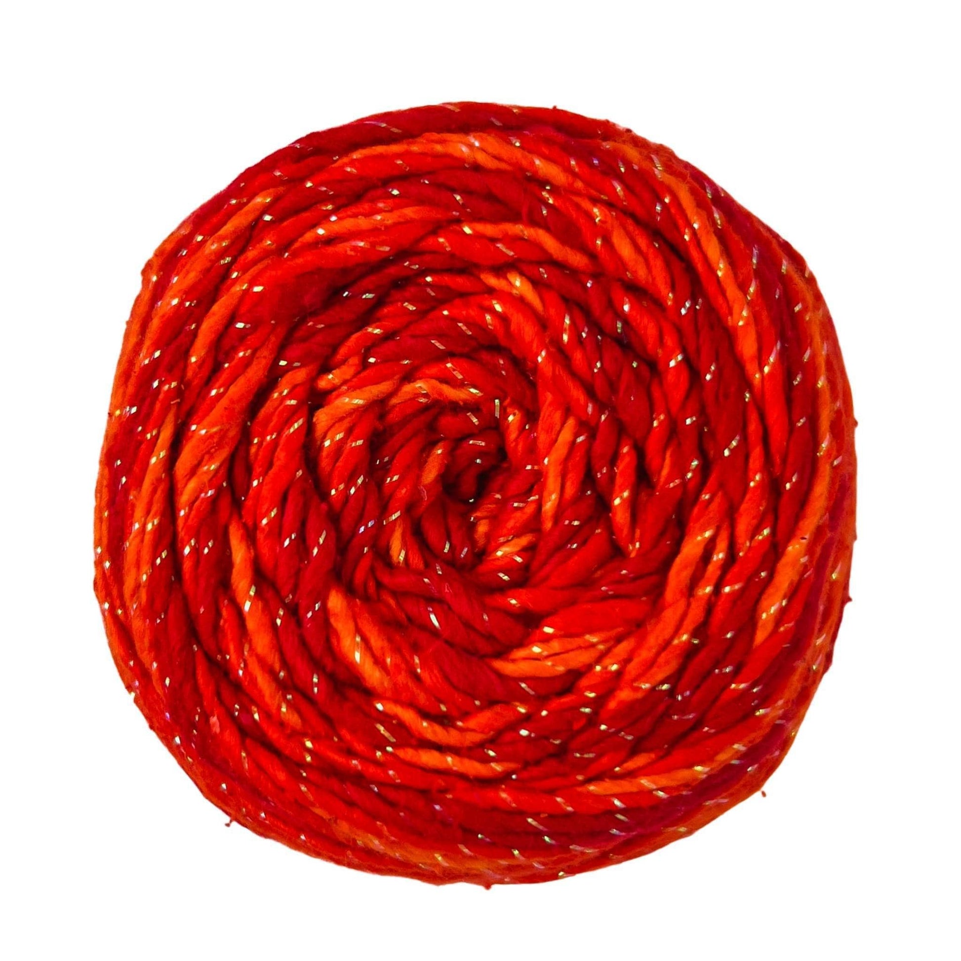 Worsted Weight Sparkle Silk Yarn in color Phoenix Rising on a white backdrop.