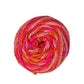 A skein of 5 shades of pink and sparkle on a white background