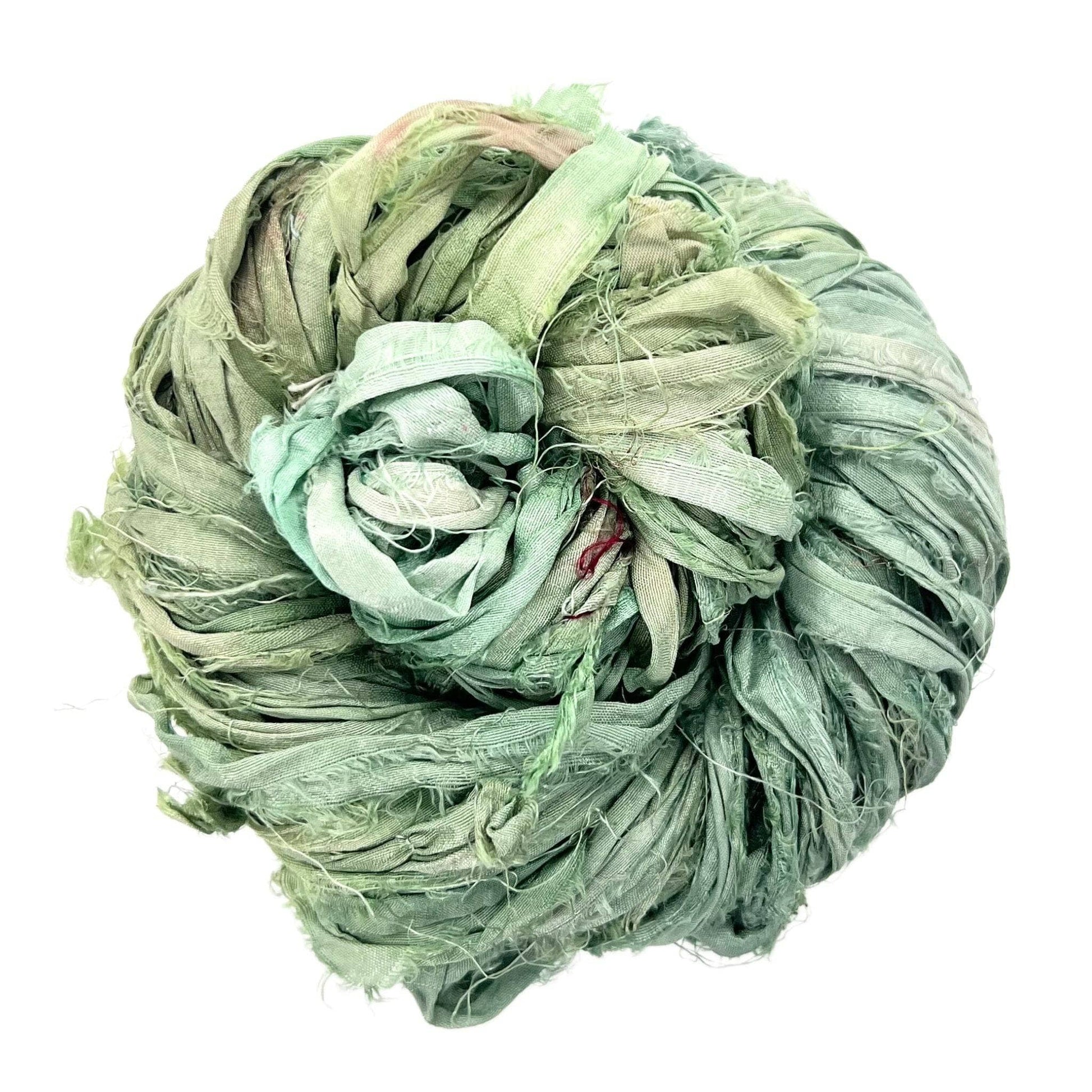 100g Recycled Sari Silk Ribbon Yarn, Jewelry Making Trim - Beiges
