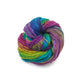 Lace weight silk yarn in color way Watercolors (multicolored) in front of white background.