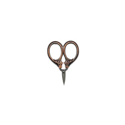 A pair of 2.25 inch Antique Brass Crafting Scissors on a white background.