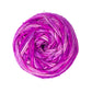 A skein of 4 shades of purple and sparkle on a white background